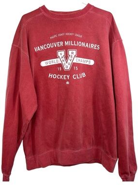 Vancouver Millionaires Sweatshirt Mens XL Maroon Hockey Crewneck V Logo Canucks